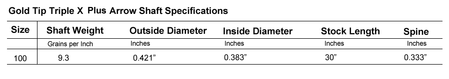Gold Tip Series 22 Pro Shaft Specifications