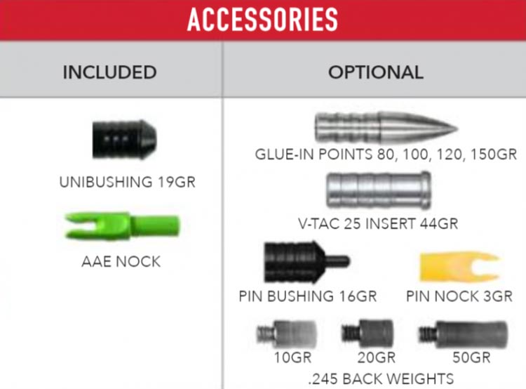 Victory V-Tac 25 Arrow Components