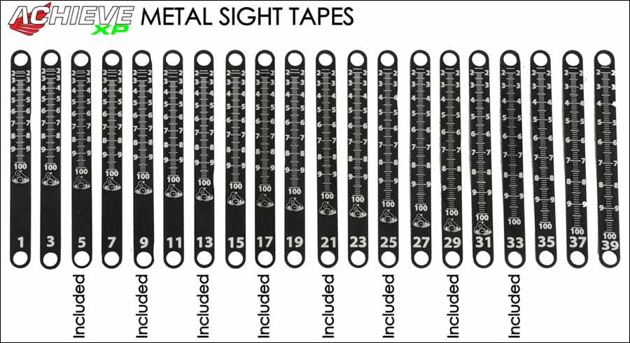 Included metal sight tapes for 6