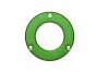 Axcel Driver Hub Cap installed in elevation wheel, custom cover protecting slider gears - Green