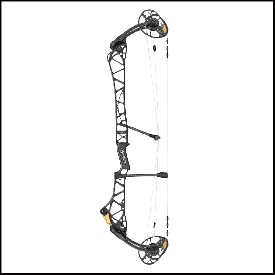 Mathews Title 38 Target Bow with 38" axle-to-axle design, featuring Bridge-Lock Carbon Target Bars, SwitchWeight Cam, and Anchor Weight System for elite competition accuracy - Black