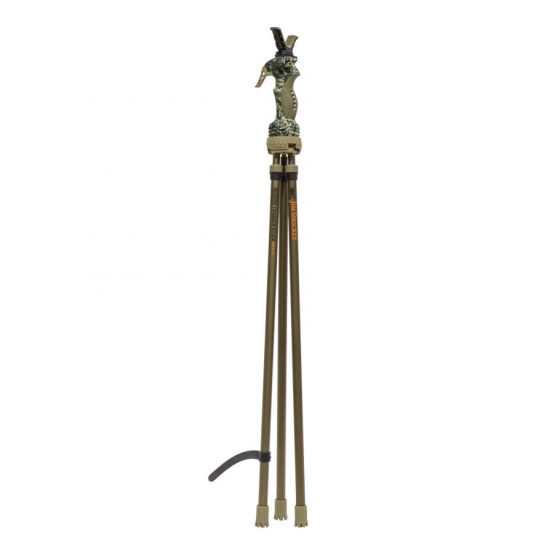 Primos Trigger Stick Gen 3 Tripod with Quick Detach Yoke System and one-hand adjustability for shooting stability.

