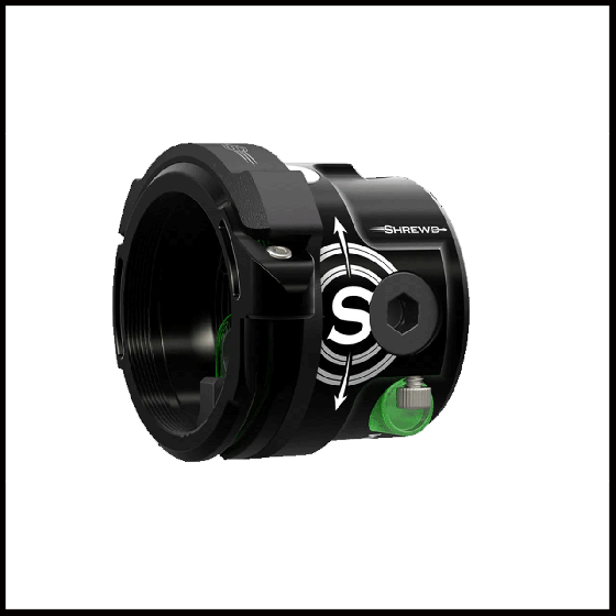 Shrewd Optum 29 mm Scope, customizable CNC machined archery sight with adjustable fiber cover, light ports, and precision fit for optimal clarity and accuracy.
