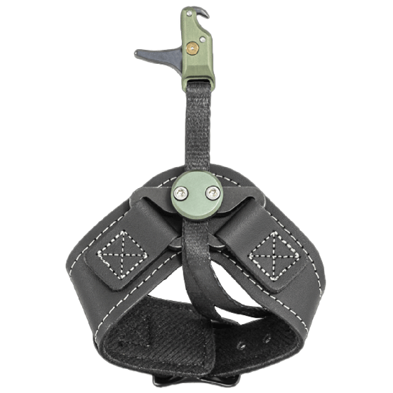 Stan SoleX Index Release with adjustable trigger travel, tension, and length, available with hard or web connection wrist strap options for hunting.
