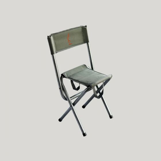 Half Rack XL Stool with ergonomic backrest and durable 600D seat for ground blind hunting.
