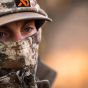 First Lite Aerowool Neck Gaiter in Specter camo, 18-inch merino-blend tube for face and neck coverage
