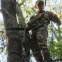 First Lite 308 Whitetail Pant in Specter camo with built-in belt, silent cargo pocket, and thigh zip vents
