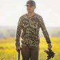 First Lite Men’s Kiln Long Sleeve Crew in Dry Earth, 250 Merino-X midweight hunting layer
