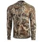 First Lite Men’s Kiln Quarter Zip in Specter camo, 250 Merino-X midweight with quarter zip and mid-coverage collar

