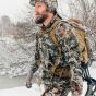 First Lite Men’s Navigator Hoody in Specter camo with stretch-woven PFAS-free DWR shell and 37.5 active fleece lining
