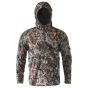 First Lite Men’s Navigator Hoody in Specter camo with stretch-woven PFAS-free DWR shell and 37.5 active fleece lining
