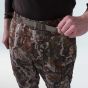 First Lite Men’s Navigator Pant in Specter camo with tapered legs, elastic cuffs, and PFAS-free DWR stretch shell over 37.5 fleece lining
