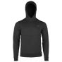 First Lite Men's Furnace Hoody in Black on Black, heavyweight 350gsm Merino-X hunting hoody with snap-up hood and kangaroo pocket
