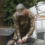 Mathews Mossy Oak Bottomland sun hoodie with oversized hood, thumbhole cuffs, and curved back hem
