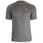 First Lite Men's Wick Short Sleeve Crew in Heather Grey, ultralight Aerowool base layer with mesh ventilation
