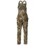 First Lite Women’s Phase Bib in Specter camo with windproof fleece softshell, magnetic cargo pockets, and full-length side zips
