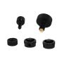 Axcel Achieve Series Replacement Knob Set in black and silver for precise sight adjustments.

