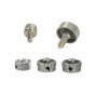 Axcel Achieve Series Replacement Knob Set in black and silver for precise sight adjustments.

