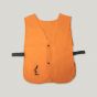 Half Rack Hunter Orange Safety Vest with elastic sides and snap closure for hunting or work.
