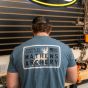 Mathews Portrait Tee - Distressed Blue Archery Shirt with Back Print
