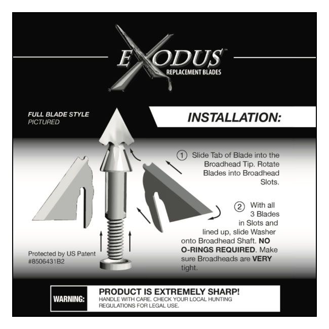 QAD Exodus Full Blade Standard Broadhead Replacement Blades Creed