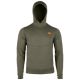 First Lite Men’s Furnace 350 Merino-X Hoody in Conifer with snap-up hood, kangaroo pocket, and thumbhole sleeves
