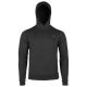 First Lite Men's Furnace Hoody in Black on Black, heavyweight 350gsm Merino-X hunting hoody with snap-up hood and kangaroo pocket
