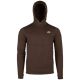 First Lite Men’s Furnace 350 Merino-X Hoody in Terra with snap-up hood, kangaroo pocket, and thumbhole sleeves
