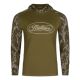 Mathews Mossy Oak Bottomland sun hoodie with oversized hood, thumbhole cuffs, and curved back hem
