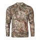 First Lite Yuma Synthetic Long Sleeve Crew in Specter camo, ultralight Dot Matrix polyester with 37.5, HeiQ Pure, and No Fly Zone insect repellency
