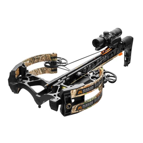Mission SUB-1 XR Crossbow with Benchmark Fire Control system, 410 FPS speed, and RSD™ Silent Draw System for unmatched accuracy and stealth.
