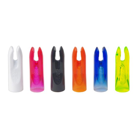 Easton PlastiNock Conventional Arrow Nocks for swaged aluminum shafts, offering easy installation with multiple size and color options.
