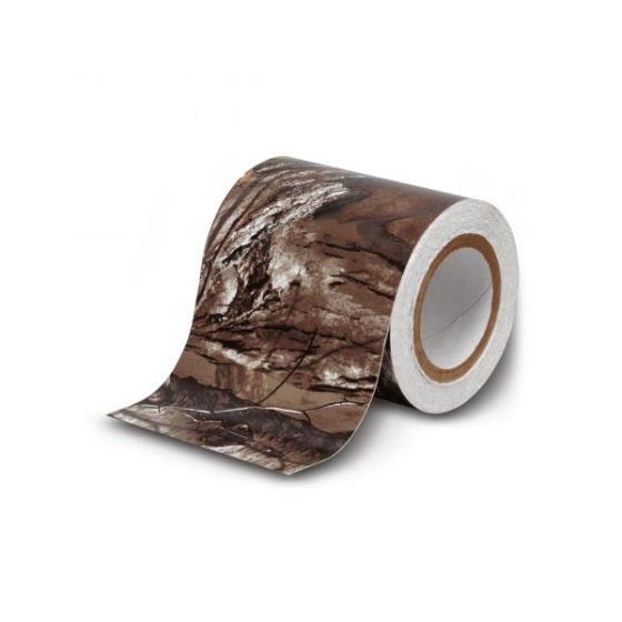 Hunters Specialties No-Mar Gun & Bow Tape in camo pattern, 2” x 10’ vinyl roll for gear protection.

