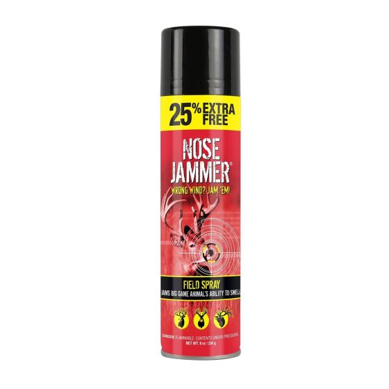 Nose Jammer Scent Eliminator Field Spray 8 oz. aerosol can for scent control.
