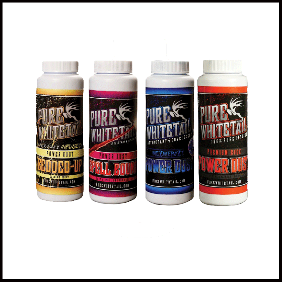 Pure Whitetail Attractant Dust for attracting and calming whitetail deer in all seasons.

