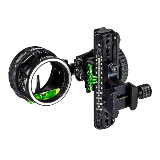 Axcel Driver Picatinny slider sight with AVX-31 Ranger two-pin .010 scope and large yardage drive wheel
