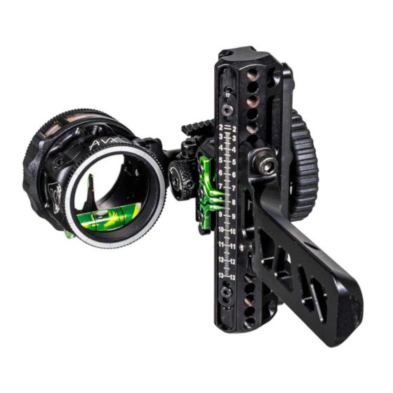 Axcel Driver Plus Bridgelock slider sight with AVX-31 Ranger two-pin .010 scope and large elevation drive wheel
