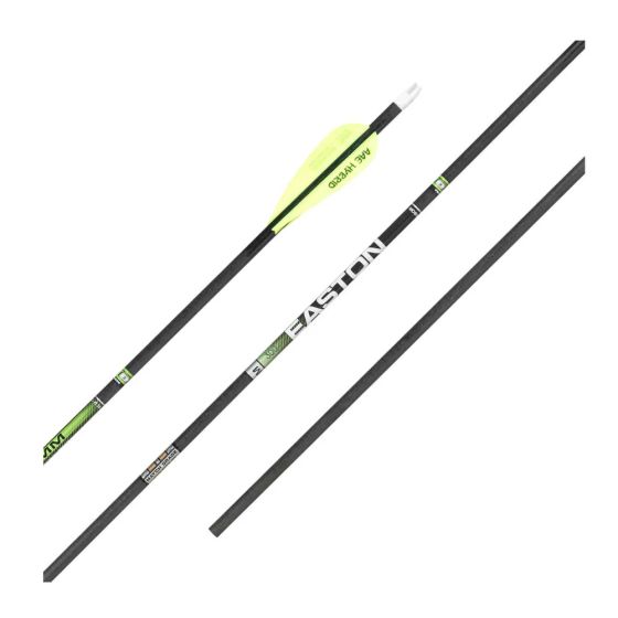 Easton Axis 5mm Match Grade fletched arrows with AAE Hybrid 26 vanes, 5mm HIT inserts, X nocks, and Match Grade HIT collars (.204" ID)
