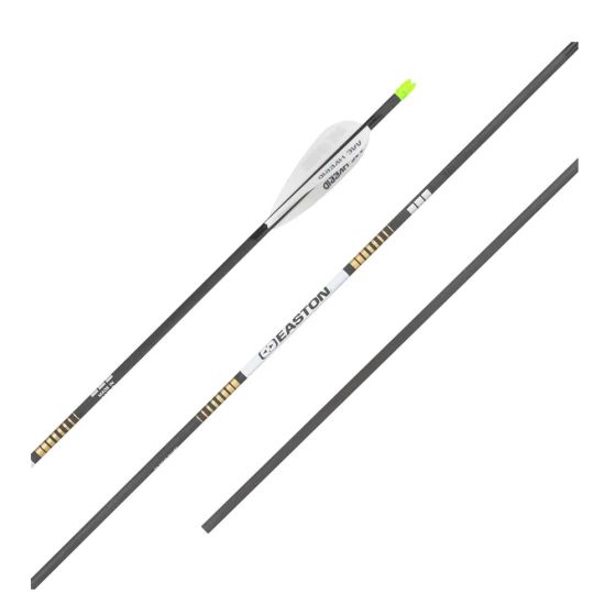 Easton X10 Parallel Pro 4mm Hunter arrows pre-fletched with AAE Hybrid vanes, 6-pack with 55gr half-outs and 4mm Microlite nocks
