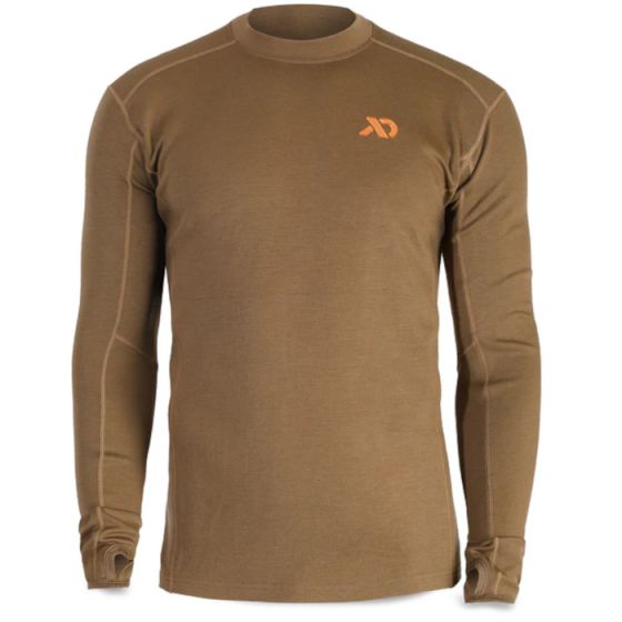 First Lite Men’s Kiln Long Sleeve Crew in Dry Earth, 250 Merino-X midweight hunting layer
