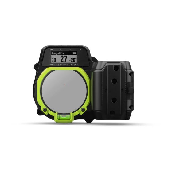 Garmin Xero A1i digital bow sight with built-in rangefinder and red/green LED aiming pins
