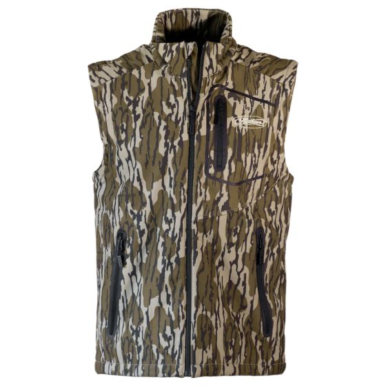 Mathews Bottomland Vest with DWR finish, taped zippers, bonded microfleece lining, and adjustable hem
