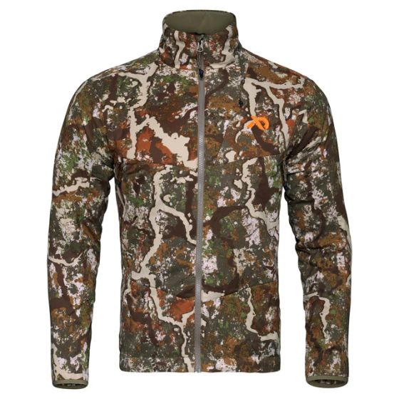 First Lite Men's Primer Puffy Jacket in Specter camo with windproof, brushed shell and high-hand pockets
