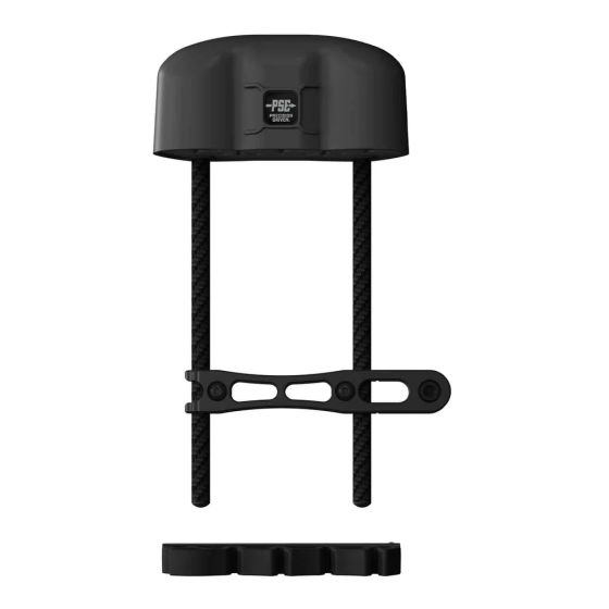 PSE two-piece 5-arrow bow quiver mounted to riser and cable guard with dual-size arrow grippers
