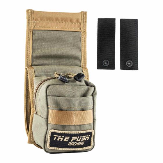The Push Archery Delta pocket quiver with magnets, MOLLE straps, and pocket