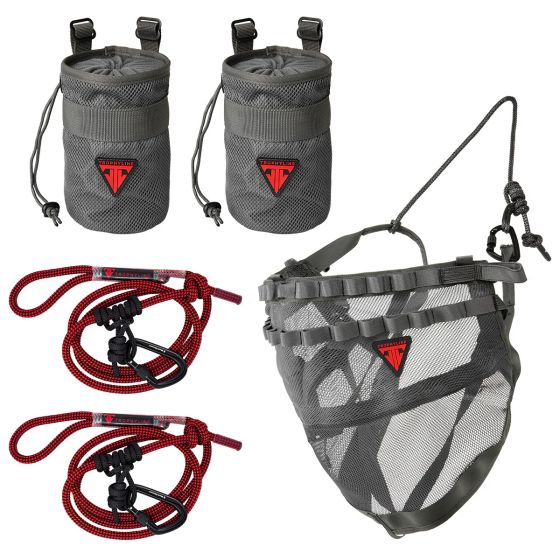 Trophyline Covert Ultra Saddle Kit with pouches, ropes, and carabiners
