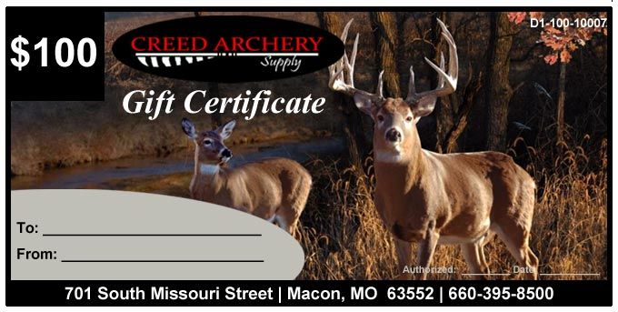 Creed Archery Supply Gift Certificates