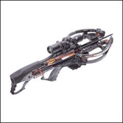Ravin R26 Crossbow with 5 3/4" axle-to-axle design, silent cocking system, and full accessory package including 100-yard illuminated scope and three Ravin arrows.
