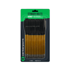 Centerpoint Stinger Bolts in a 12-pack, designed for Hornet recurve crossbow, aluminum construction, 146.6 grains, 6 inches long.
