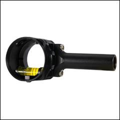 Axcel AV-25 Scope with "T" Connector, featuring a 25mm diameter, bubble level, and Co-Planar Centering Technology for precise archery alignment.
